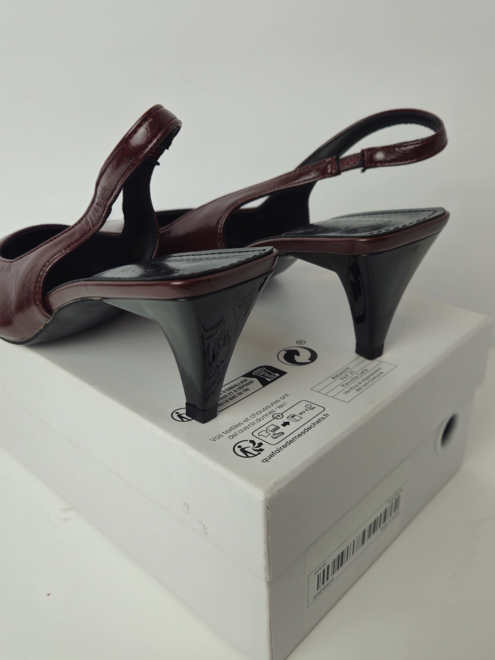 Women's Burgundy Slingback Kitten Heel Pumps - Picture 5 of 11
